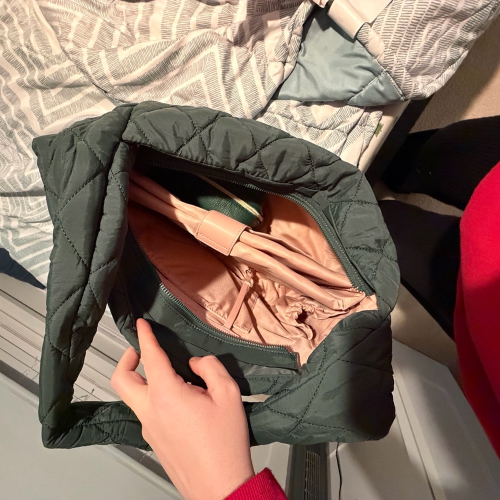 Poppy & Peonies Forest Green Quilted Bag - Picture 4 of 4
